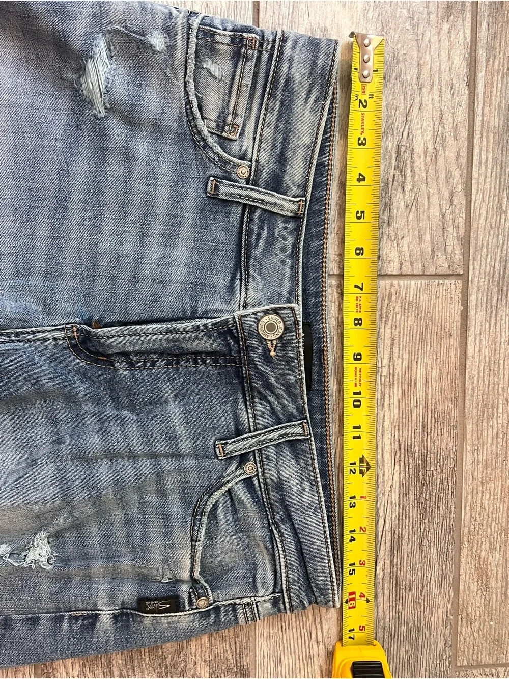 Silver Jeans Light Blue Frayed Denim Shorts